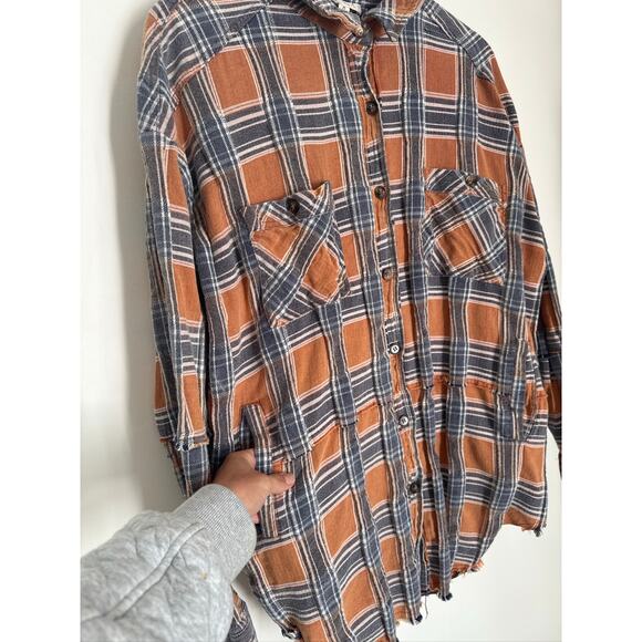 Oli & Hali Plaid Cotton Button-Up Shirt Jacket MT1683 - Orange/Blue M - Picture 5 of 10